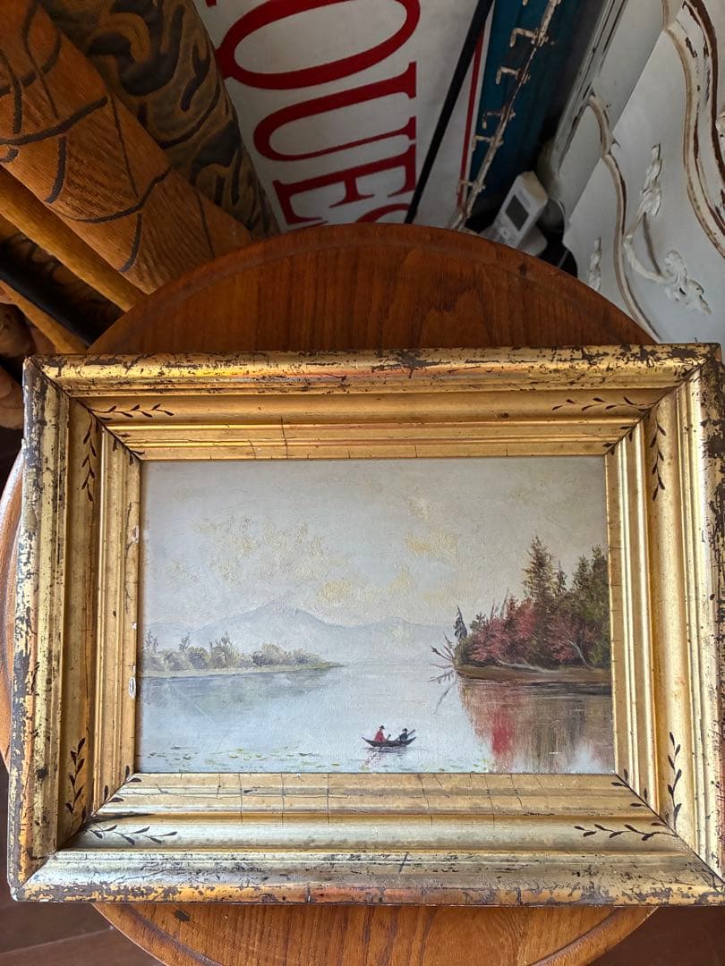 アンティーク　絵画　油絵　額付き　インテリア　装飾　1800年代　アメリカ