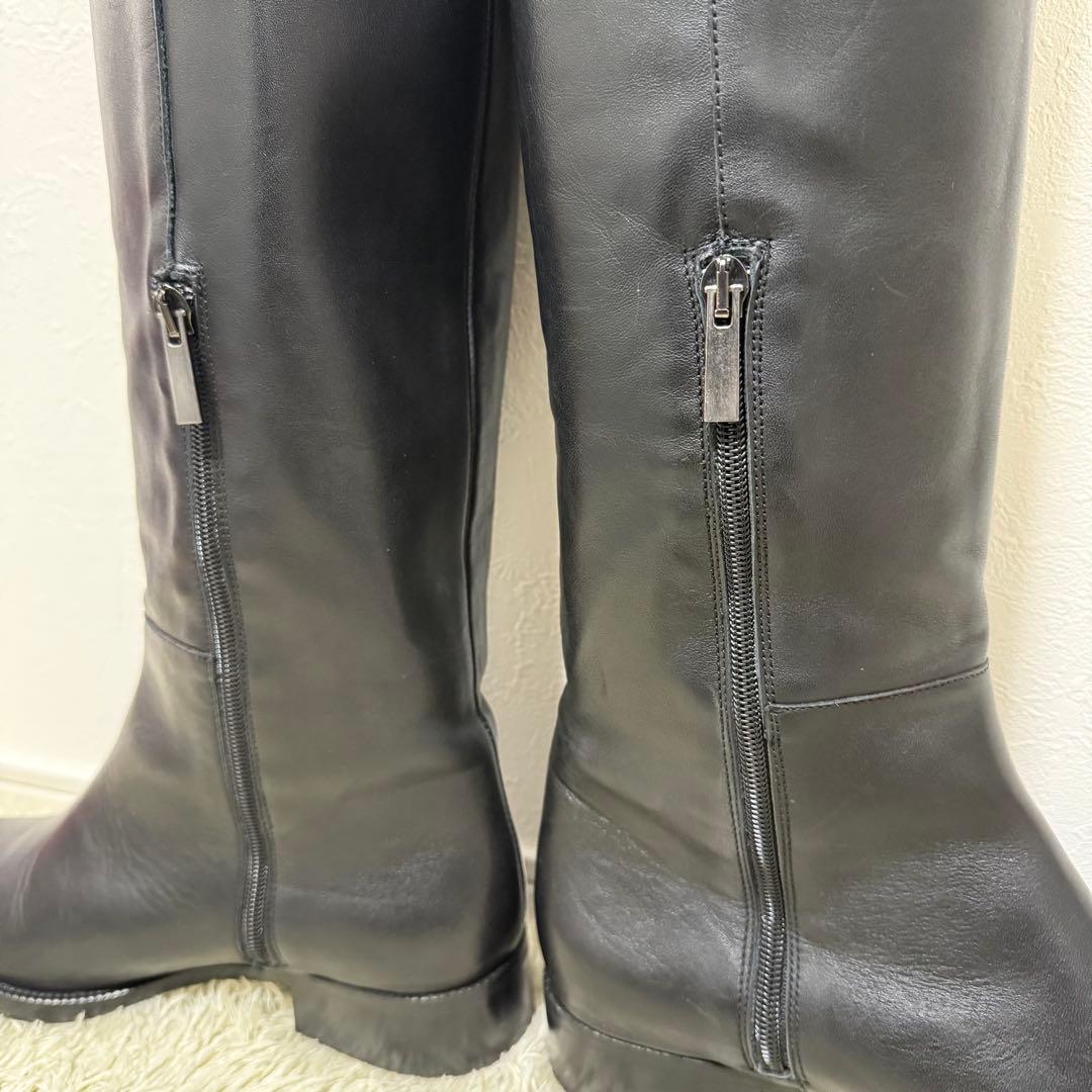 美品✨ REMME ロングブーツ　サイドジップ　サイドゴア　ブラック　レザー