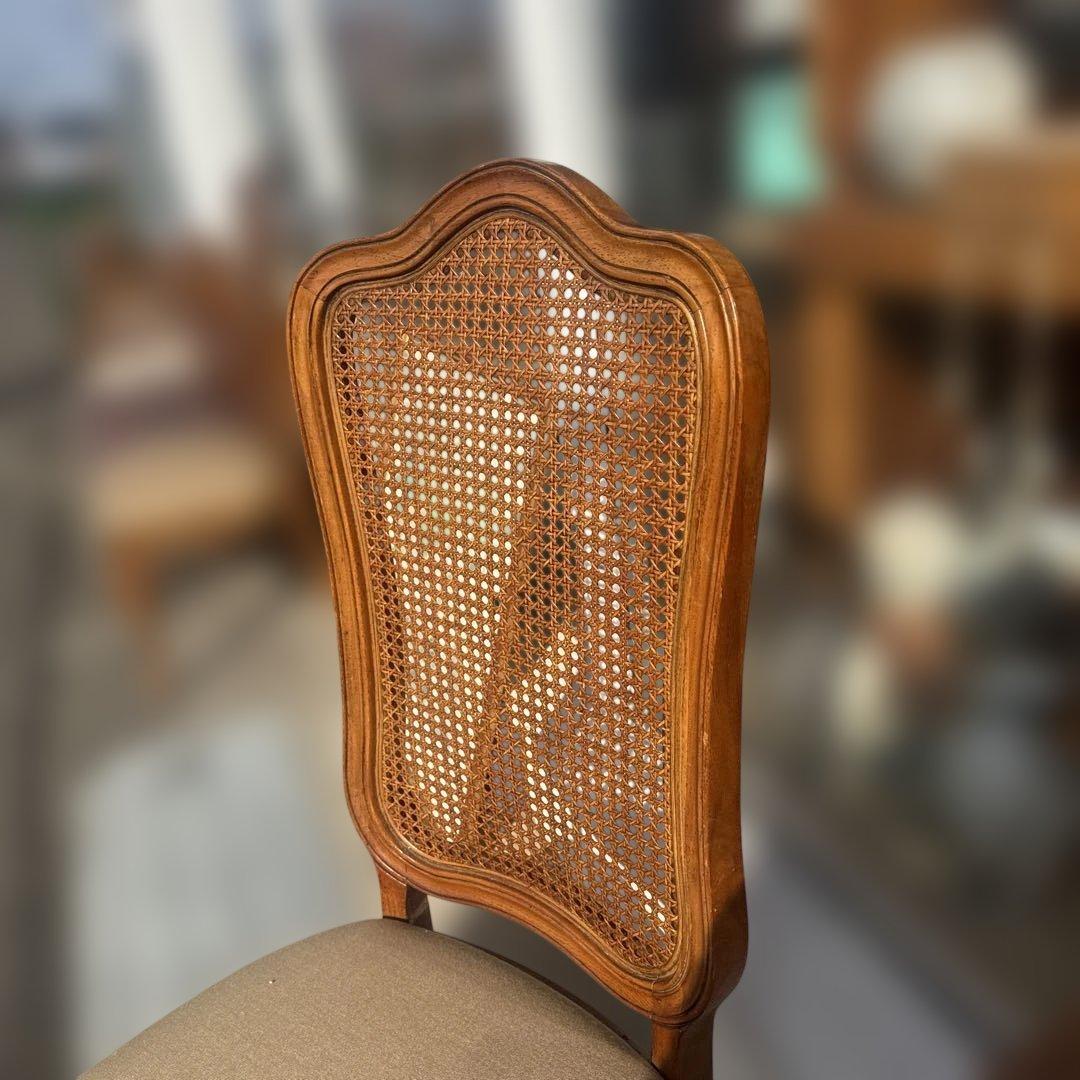 木製ラタンバックダイニングチェア 猫脚