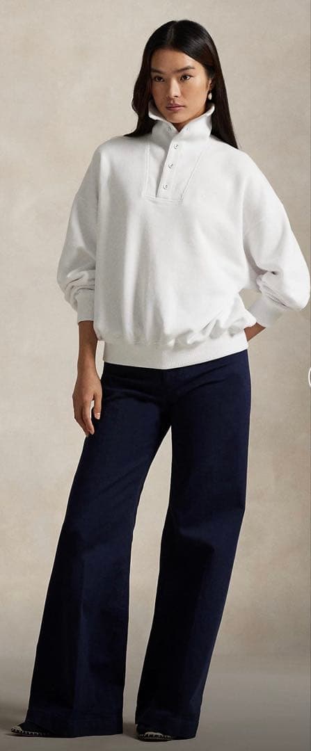 POLO RALPH LAUREN リブトリム モックネック プルオーバー　XS