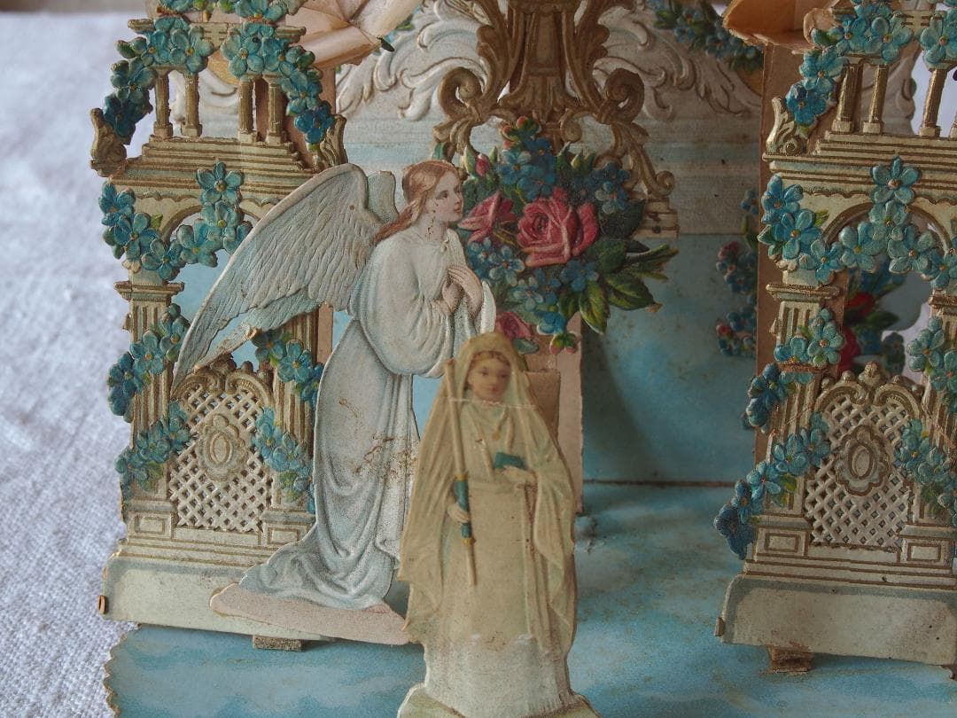 天使と花の装飾のペーパーデコレーション ヴィクトリアン期ペーパークラフトK400