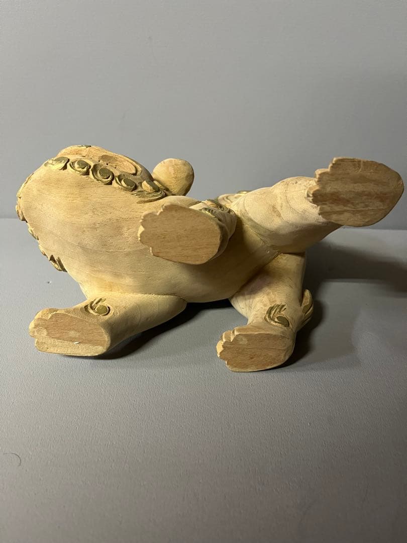 木彫り　獅子像　金淵付　１対　34