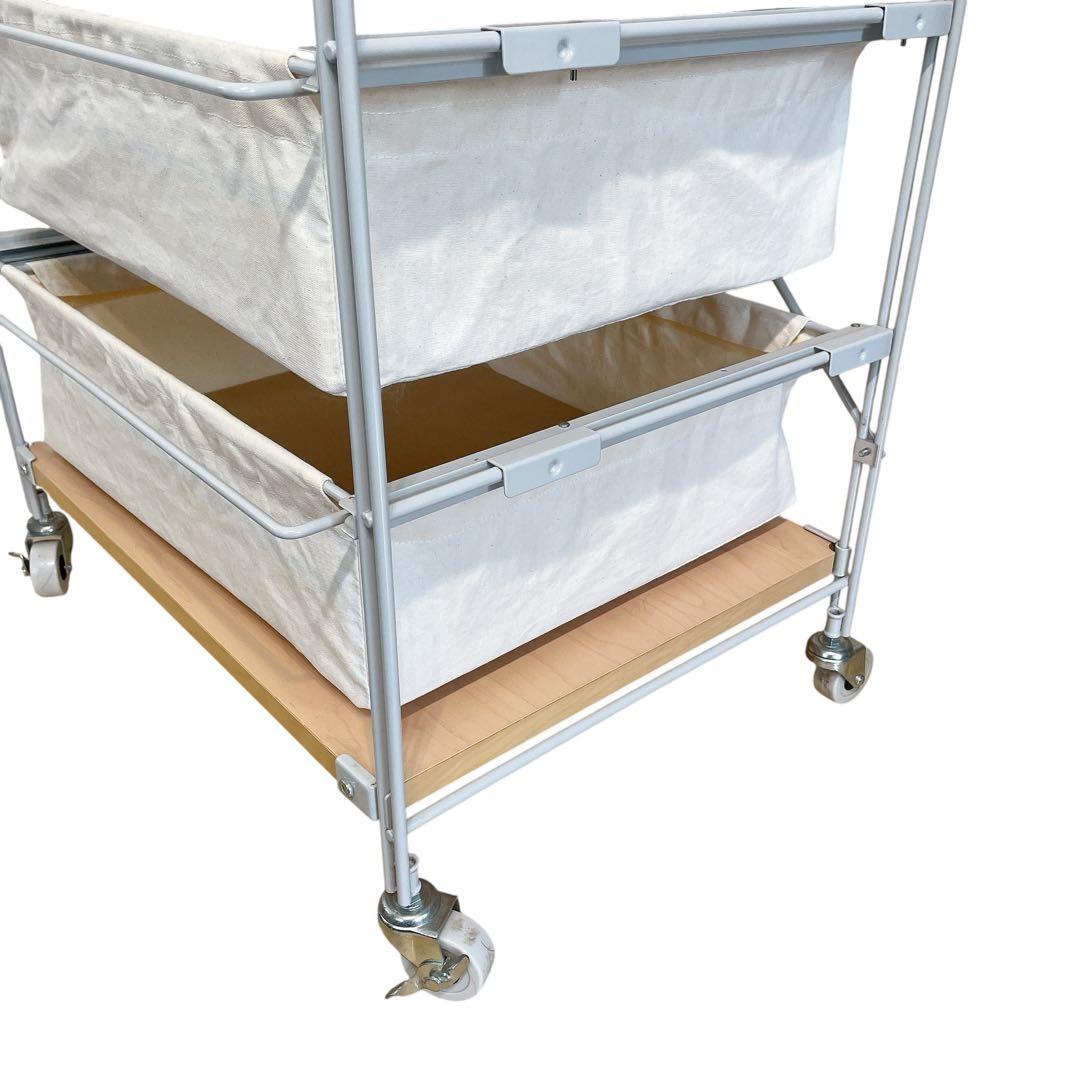 無印良品　スチールユニットシェルフ　4段帆布バスケット　木製天板　MUJI