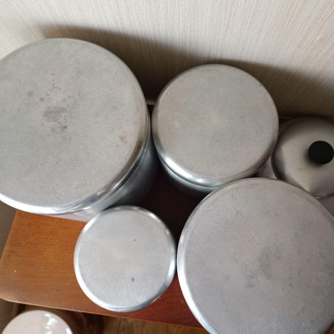 ヴィンテージ キャニスター レトロキッチン容器 7点 アルミ製 アンティーク雑貨