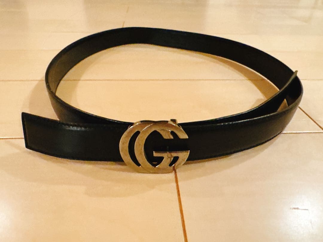 ★GUCCI グッチ GGロゴ レザーベルト ブラック★