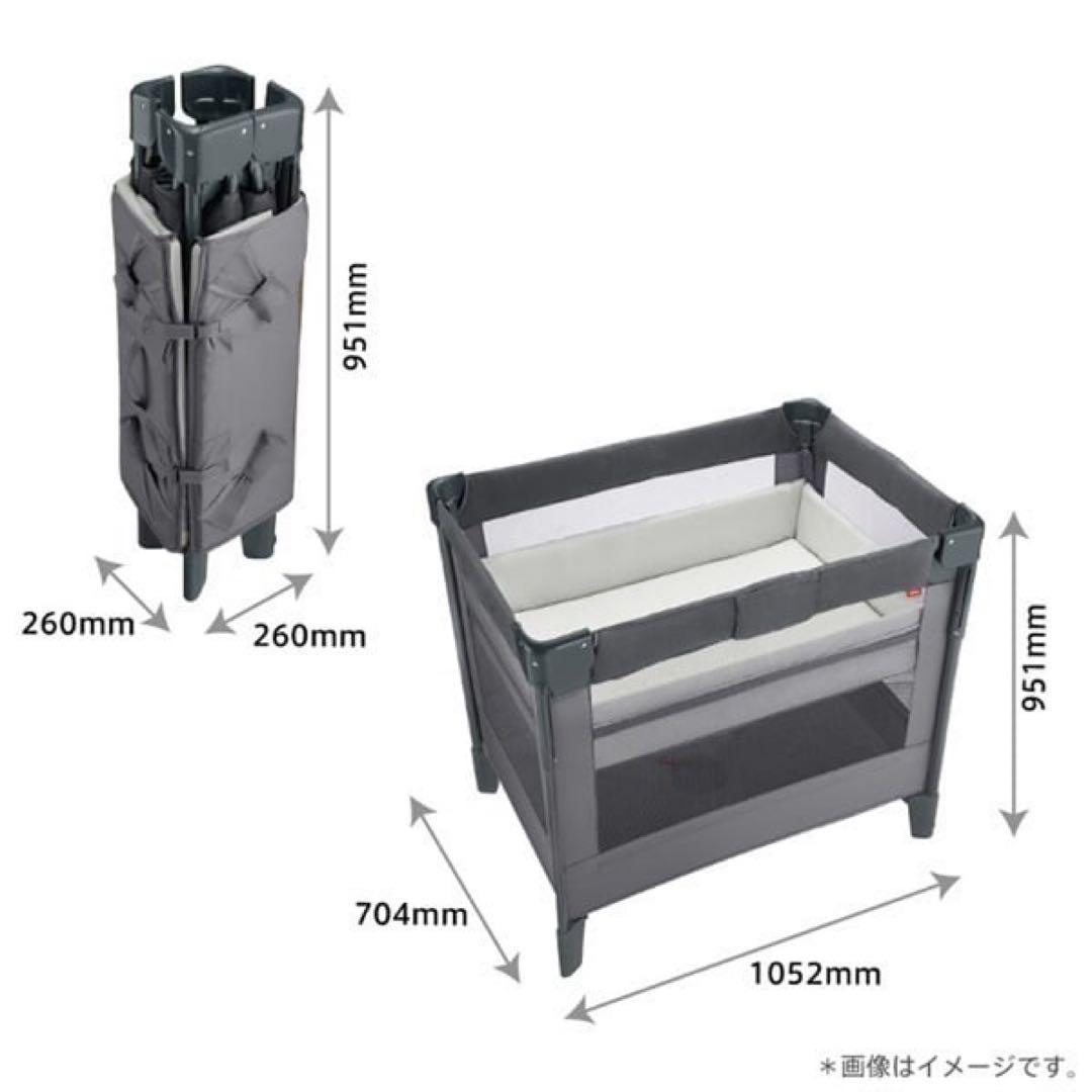 Aprica ベビーベッド グレー メッシュサイド