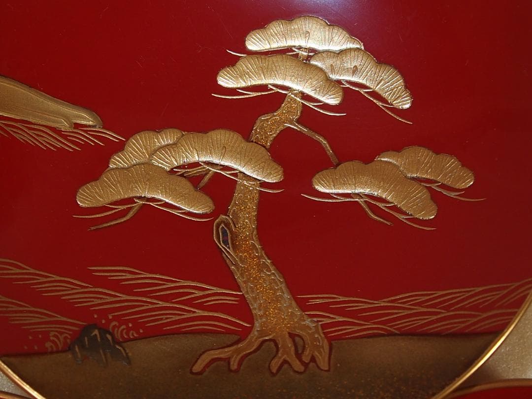 【高級・良品】輪島塗 五島屋謹製 光甫作 松島蒔絵 屠蘇器 三つ揃 山水蒔絵