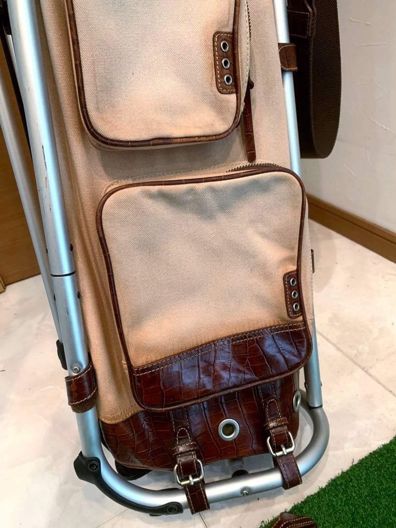 希少　木ノ庄帆布　ミズノ　フレームウォーカー　スタンドキャディバッグ　本革レザー