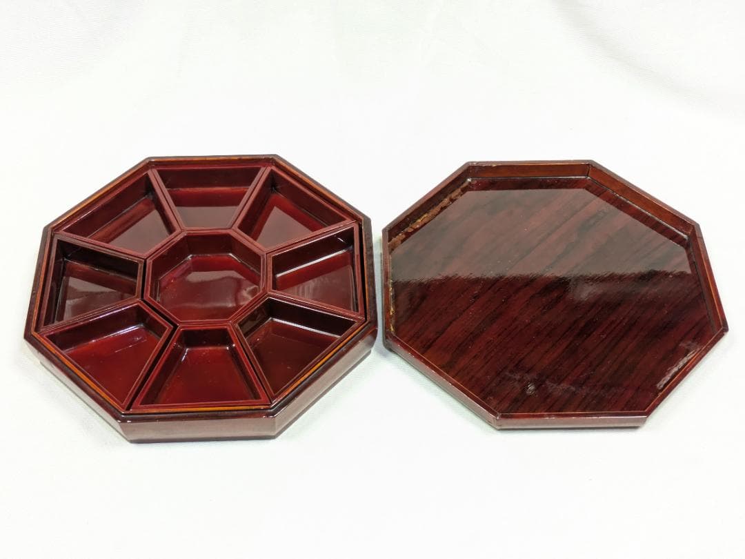 八角木製九節板(クジョルパン) 螺鈿漆器 貝細工 お節正月 縁起物 韓国