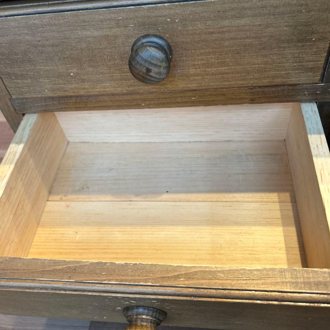 カントリー家具　ローテーブル　キャビネット　引き出し　オープン収納