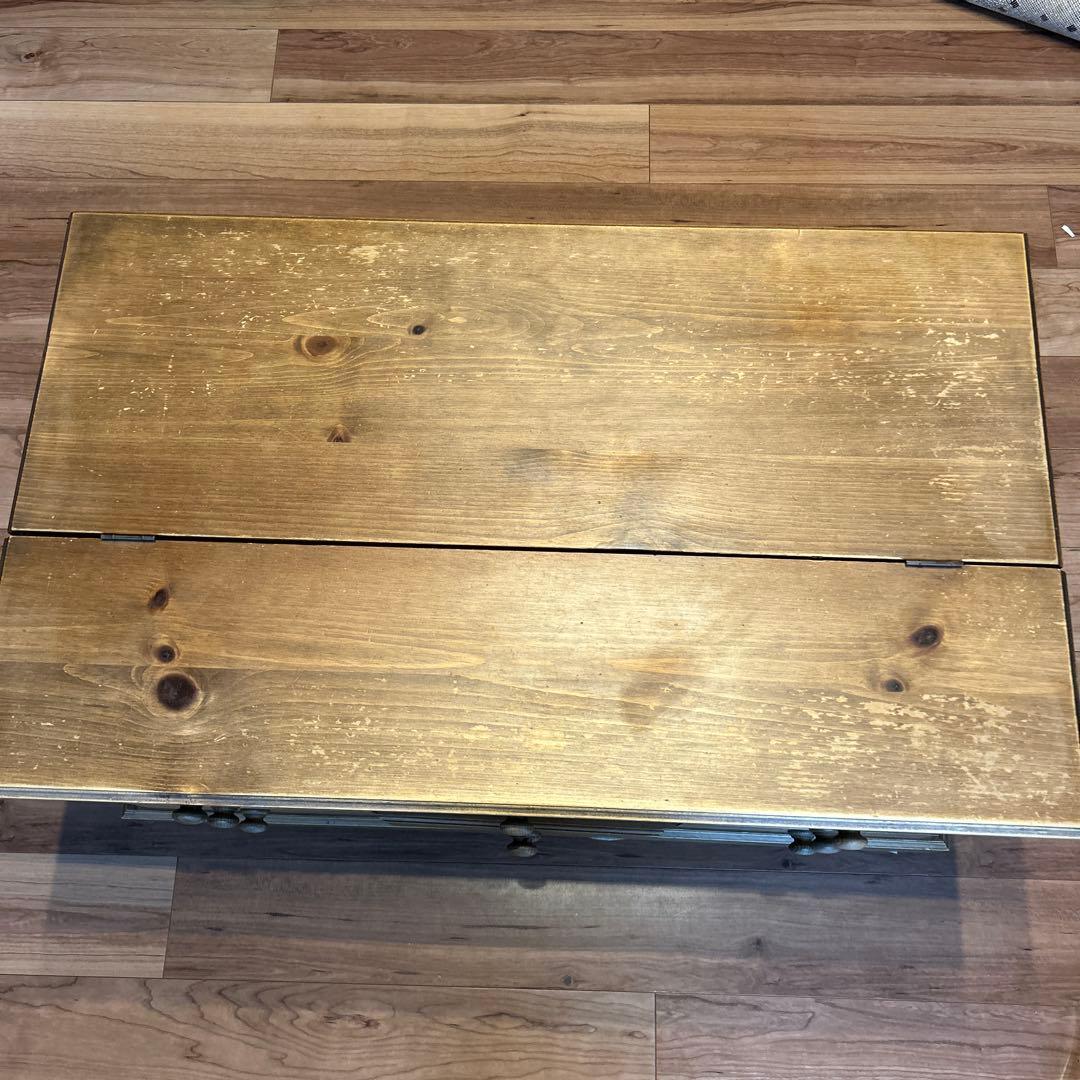 カントリー家具　ローテーブル　キャビネット　引き出し　オープン収納