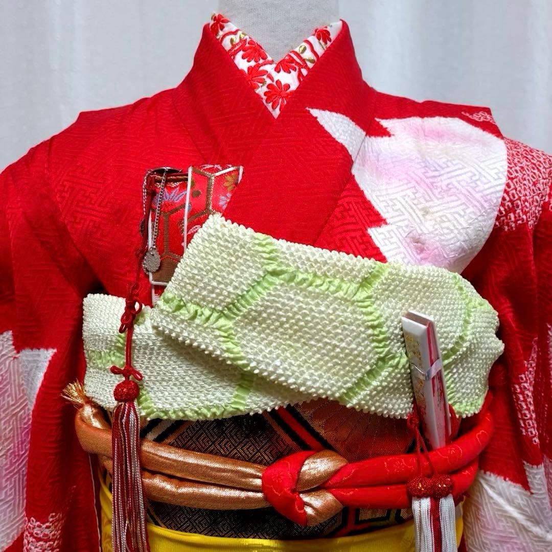 七五三　7歳　正絹着物　袋帯、長襦袢、小物セット　 18ー12