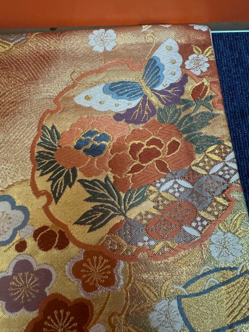 1938 袋帯 古代彫金紋  西陣織   金糸　高級上質上品　約440cm未使用