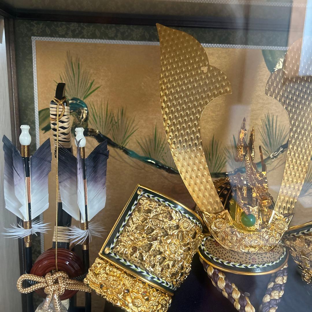 値下げ！五月人形 13号上製御兜飾 黒檀柄／お掃除用、ハタキ付き