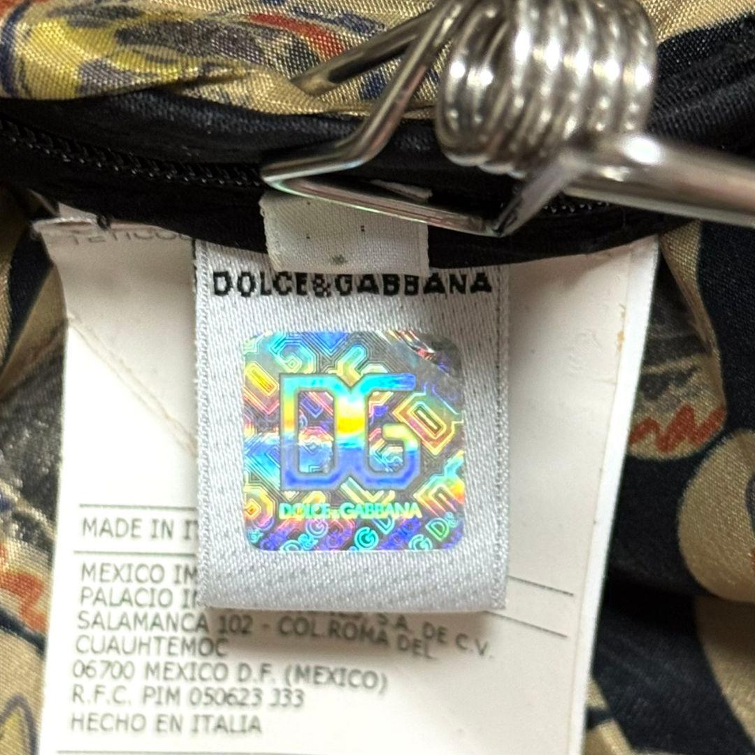 美品 ドルチェアンドガッバーナ ボウタイ シルク ワンピース ラムレザー 総柄