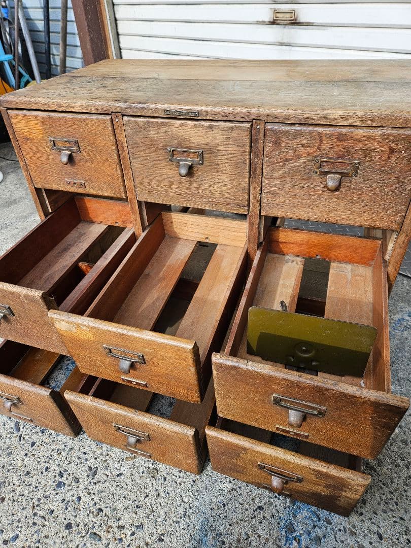USA アンティーク 古いファイルキャビネット レターケース 木製 ドロワー