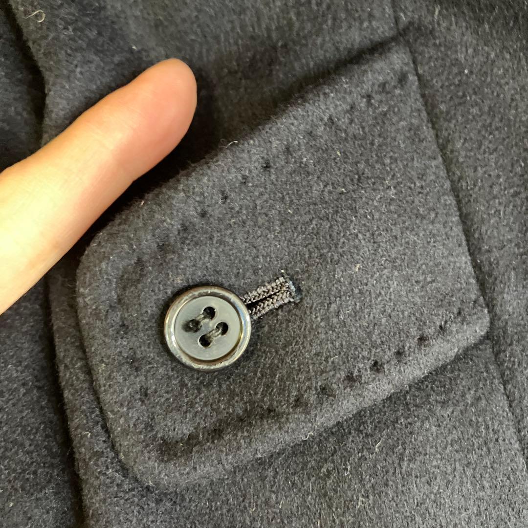 セリーヌ　ウール ネイビーコート サイドポケット