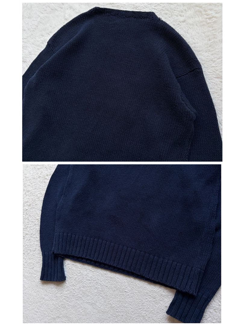 【90s】ポロバイラルフローレン ハンドニット ポロベア スキー柄 ネイビー M