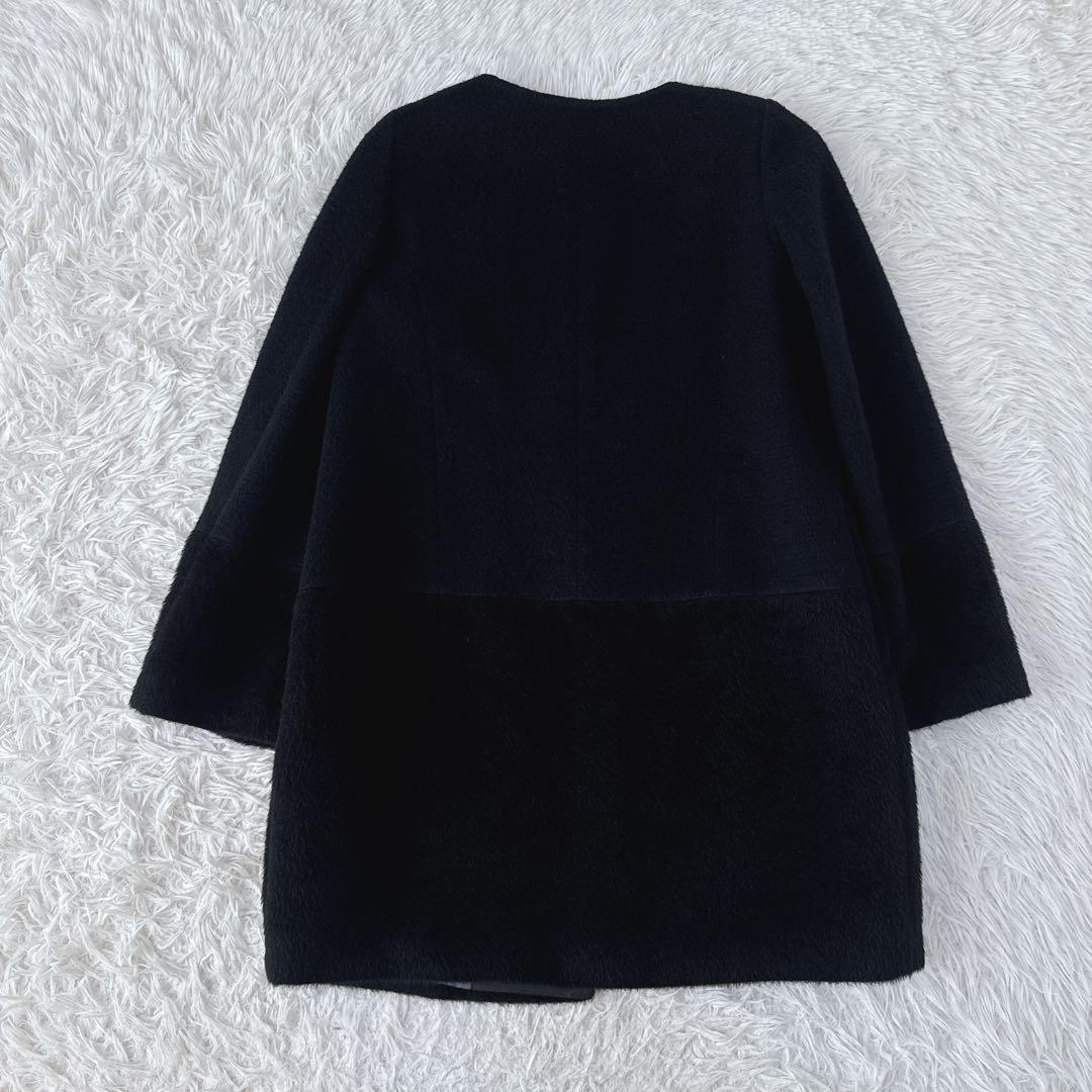 BALLSEY 38 黒色 ノーカラーコート ウール アルパカ アンゴラ