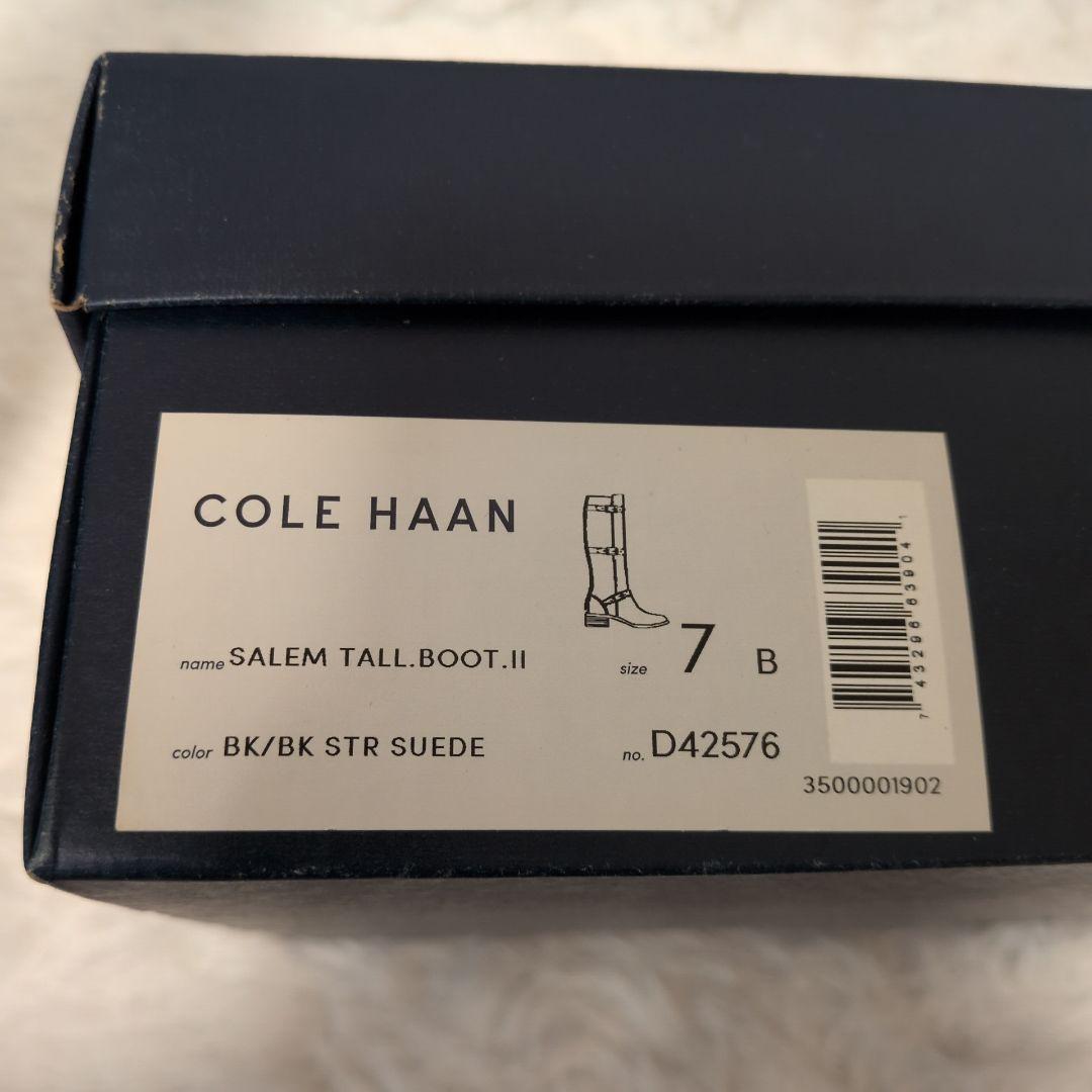 【未使用級】コールハーン　ロングブーツ　黒　24cm ジョッキーブーツ　レザー