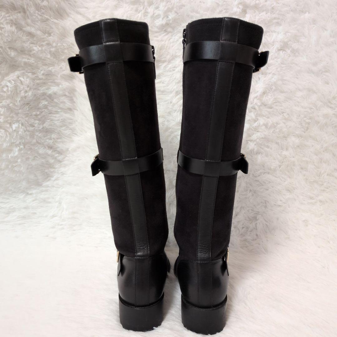 【未使用級】コールハーン　ロングブーツ　黒　24cm ジョッキーブーツ　レザー