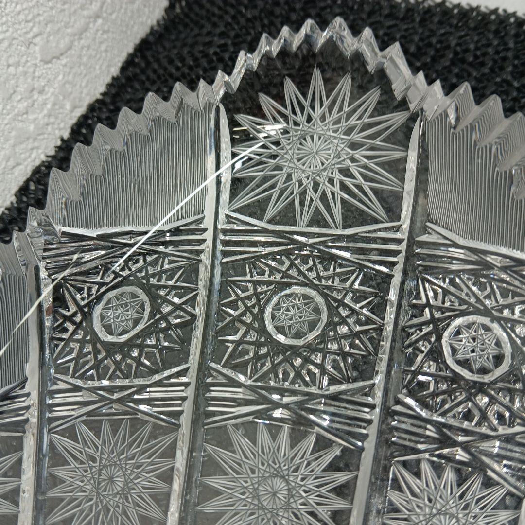 ボヘミアクリスタル 500PKカット オーバルプレート 大皿 ハンドカット