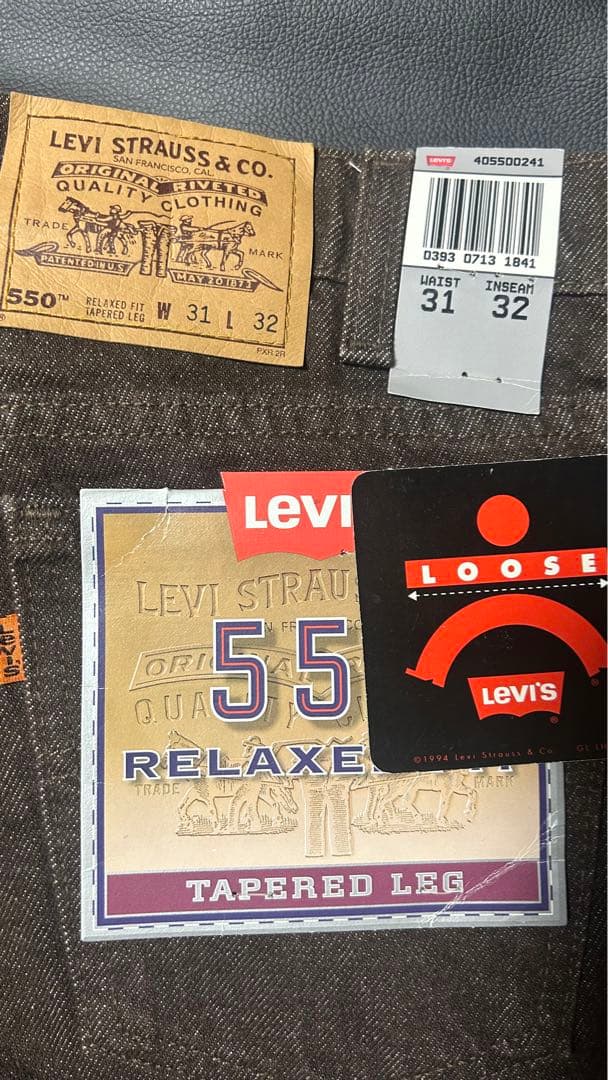 Levis デッドストック 550 ブラウン W31 L32 オレンジタブ