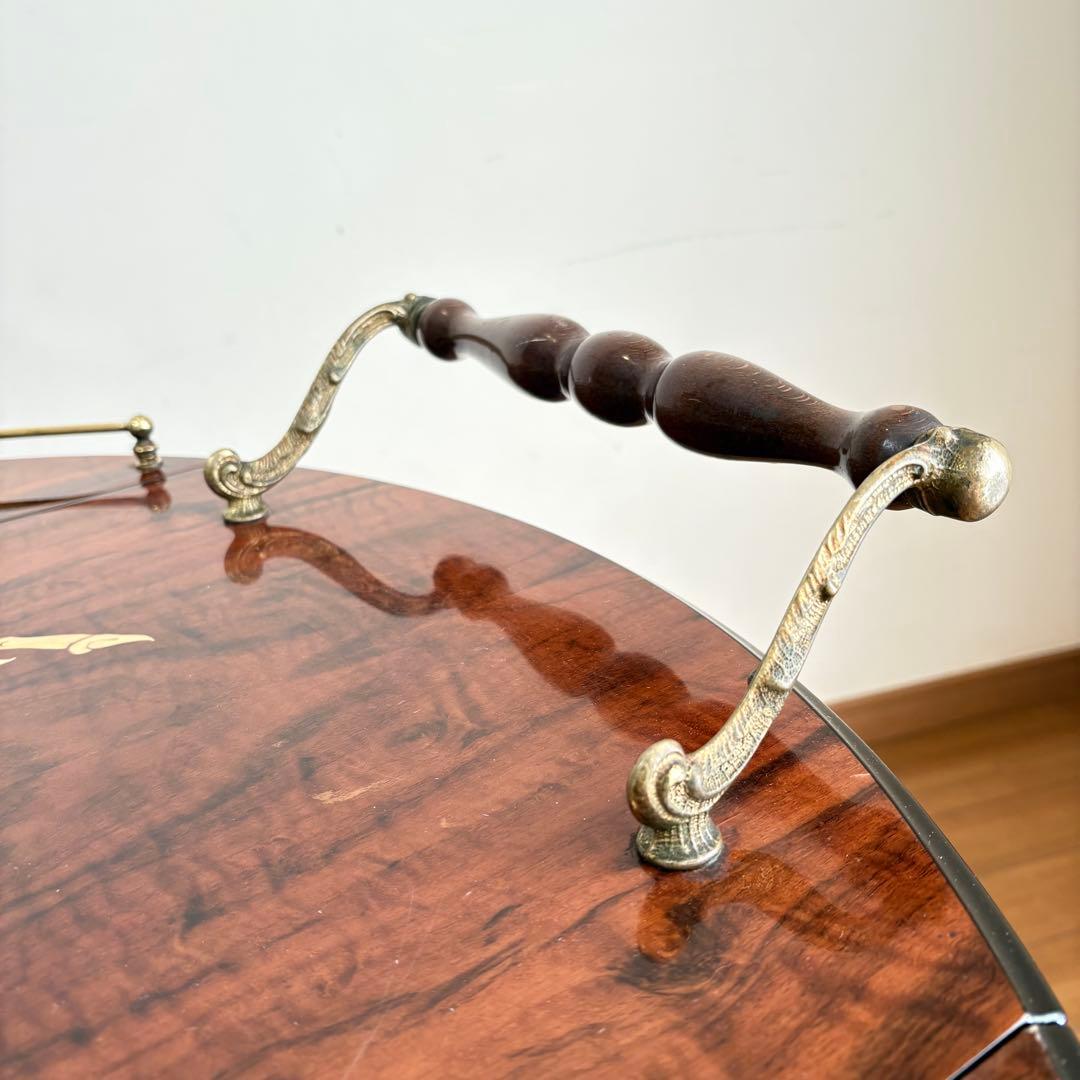 【アンティーク・送料込み】イタリアン 象嵌 キッチンワゴン バタフライワゴン