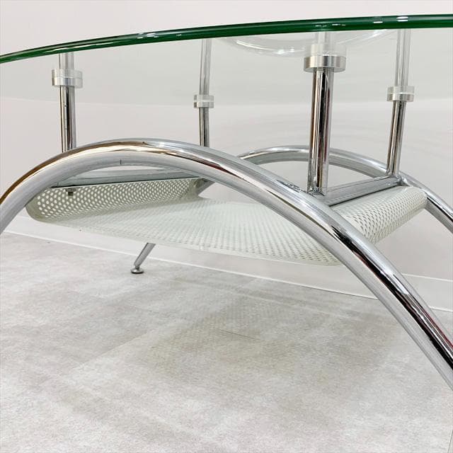 オーバルガラスコーヒーテーブル