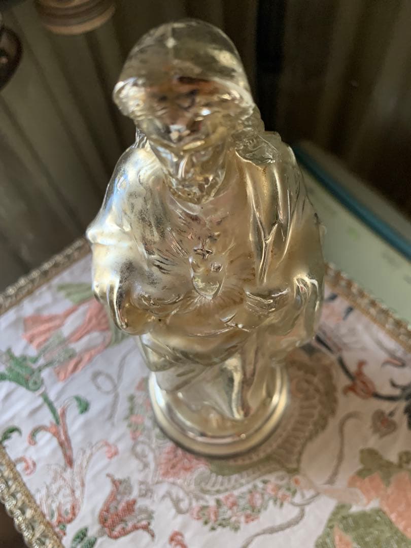 フランス製アンティーク　激レア・メーキュリーガラス聖心キリスト立像！