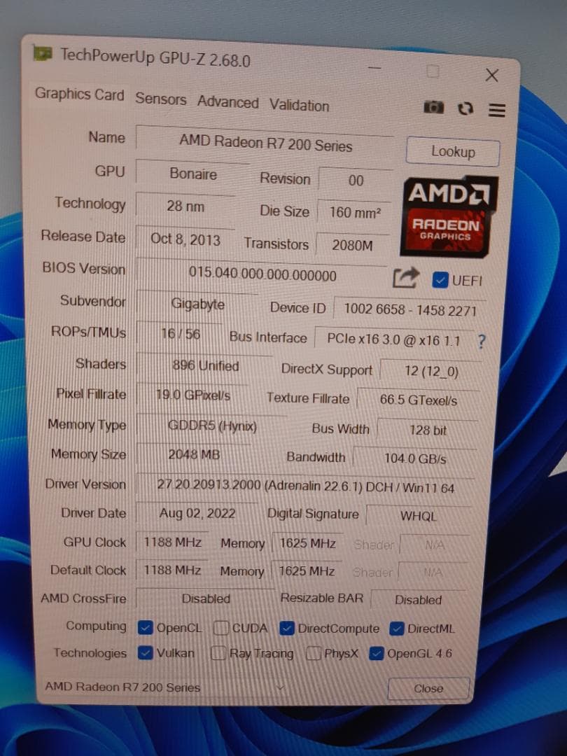 自作PC　RYZEN7 2700・8GB・128GB・R7 260X・Win11