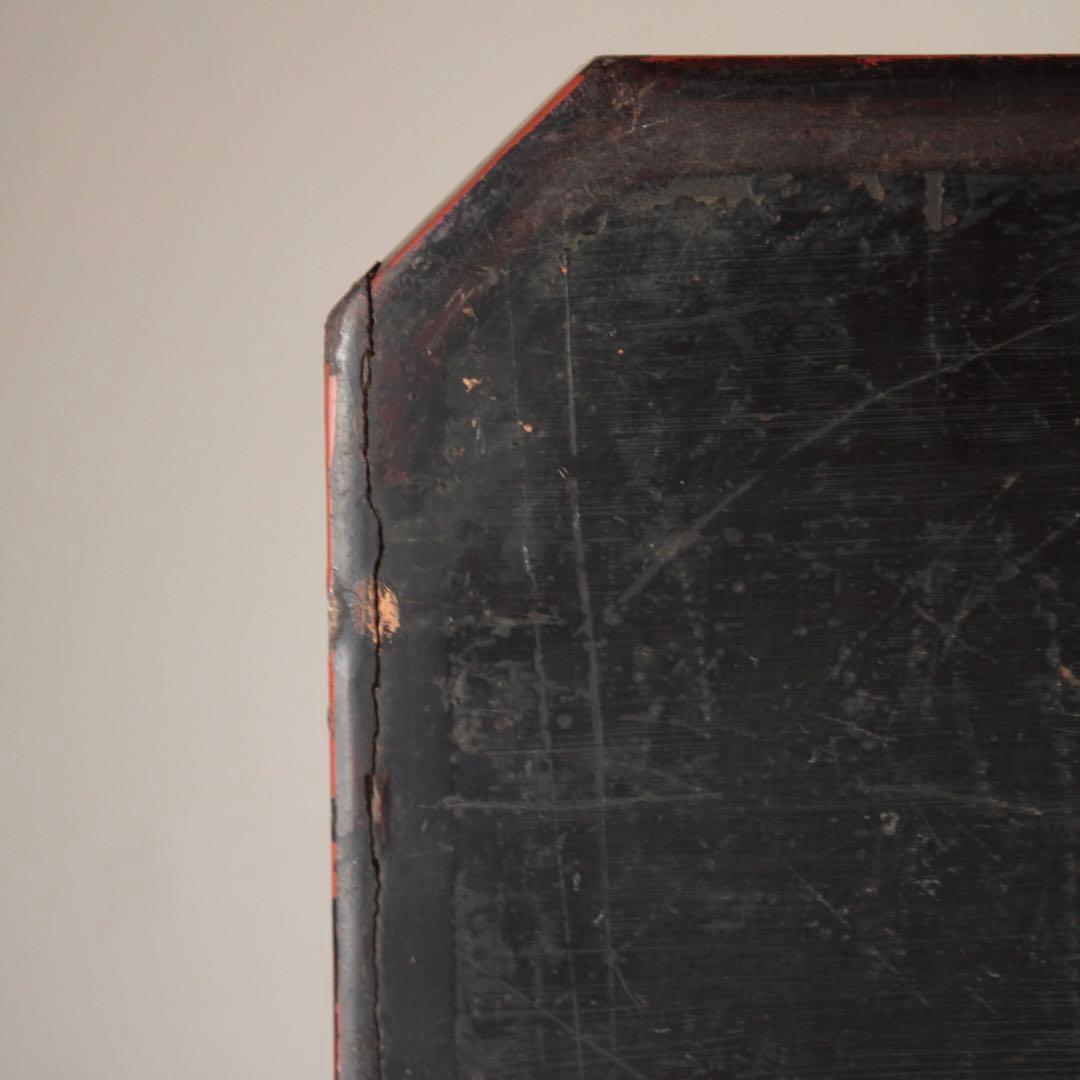 隅切 折敷 朱塗り盆 No.2 古美術 古道具 アンティーク 盆 折敷盆