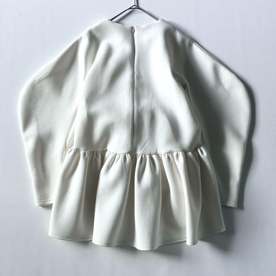 ツルバイマリコオイカワ　ペプラムブラウス　ホワイト　もちもち生地　ウォッシャブル