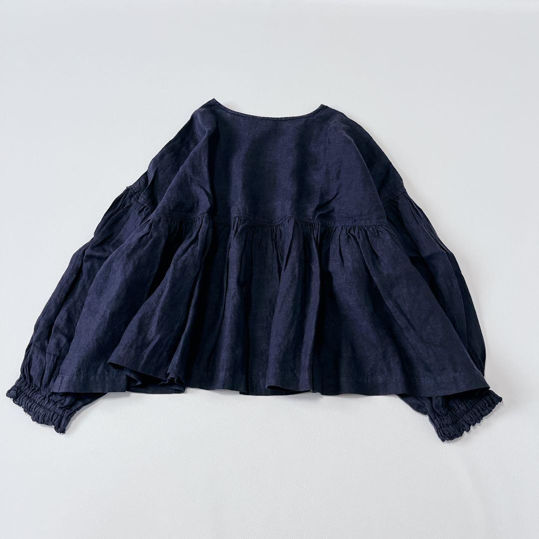 美品✨nest Robe リネン100%ゆったり　長袖シャツ　ブラウス　濃紺