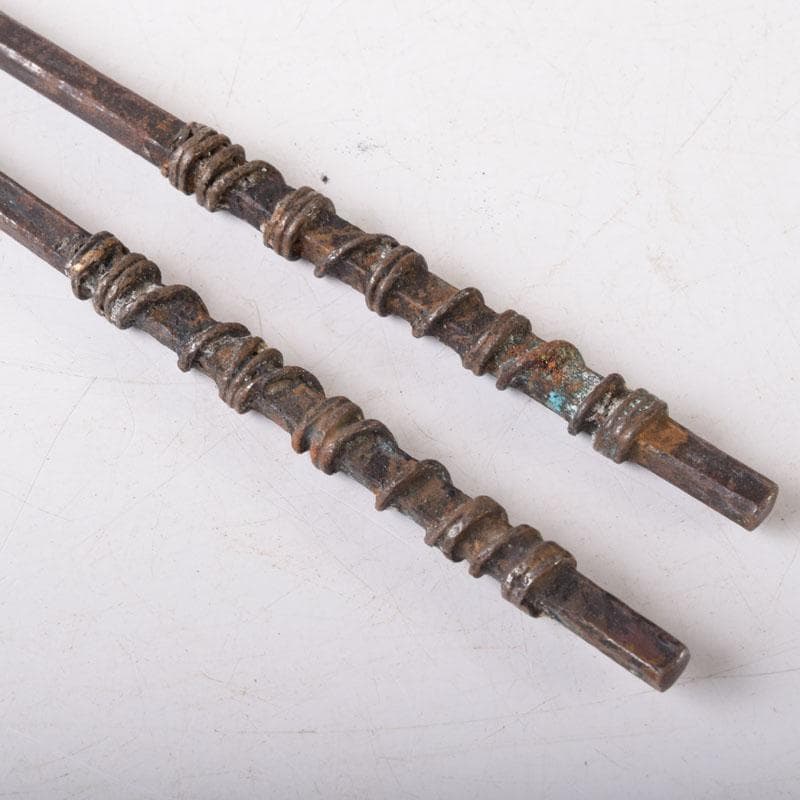 茶道具　内藤四郎作　古鉄　火箸　二種二組　共箱　C　7511