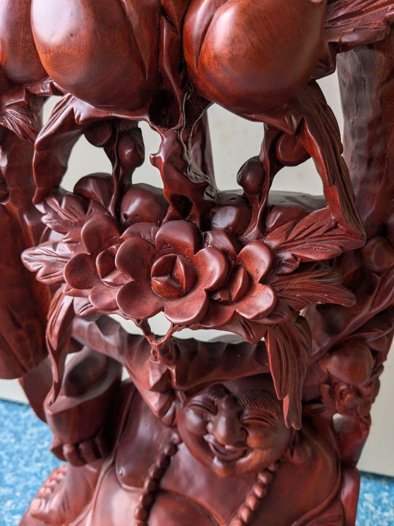 布袋尊 花梨 置物 木彫り 七福神