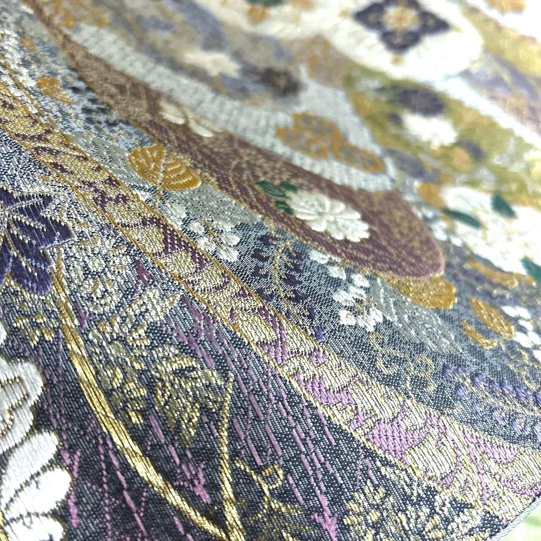 正絹　袋帯　【花紋　吉祥模様】