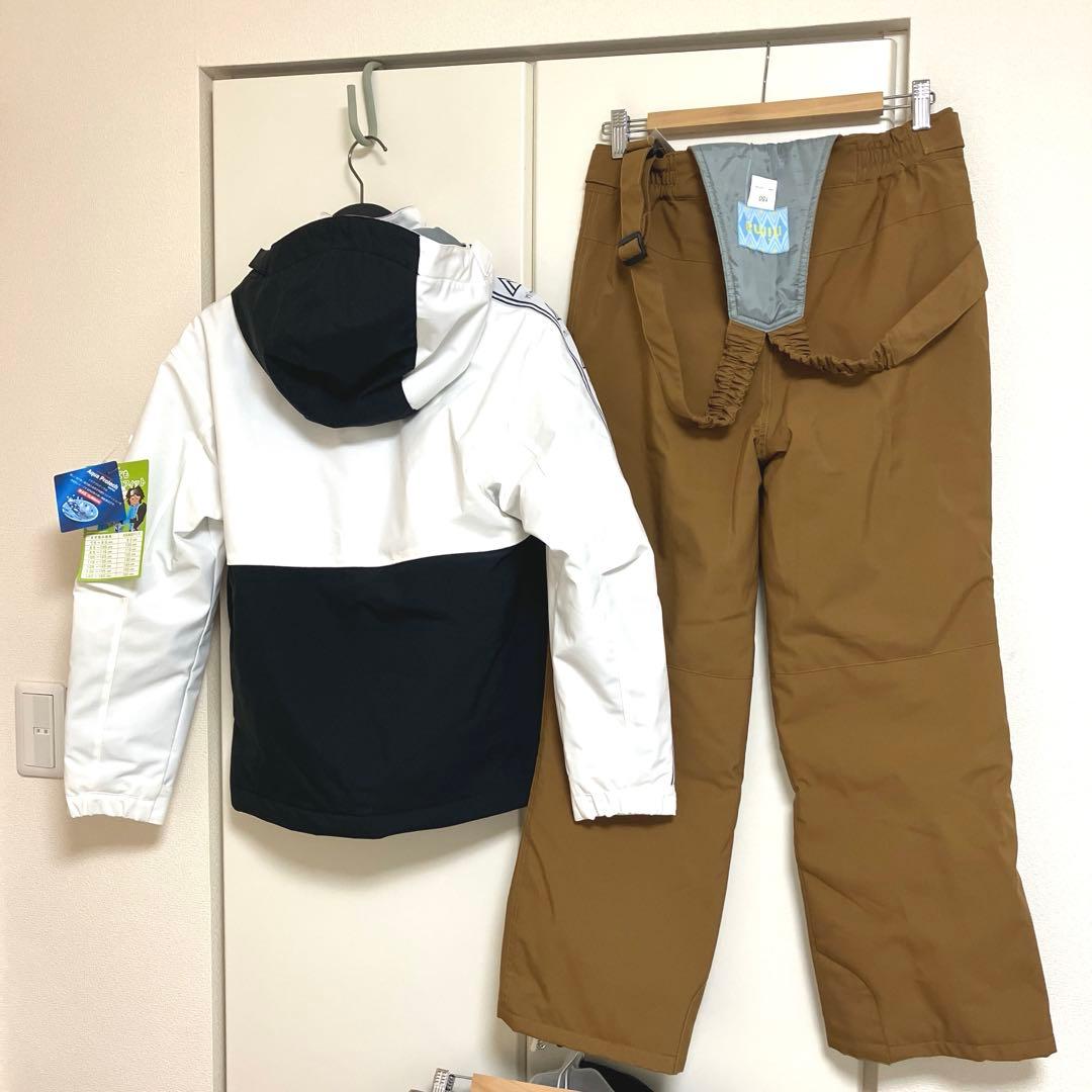 150cm 新品　nima スキーウェア スノーボード　上下セットアップ　白　黒
