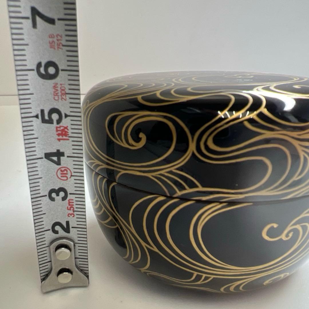 ☆茶3 高橋峯房造　流水千鳥　平棗　共箱　高さ5.5/口径7.4cm