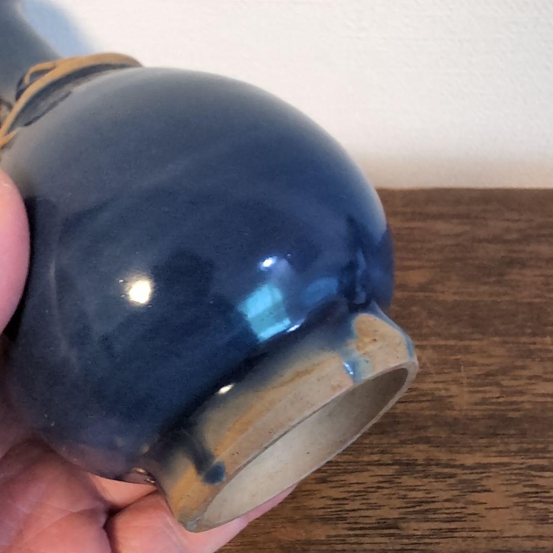 中国古玩　蕪型瓶　瑠璃釉蜥蜴装飾　古美術　骨董　　アンティーク