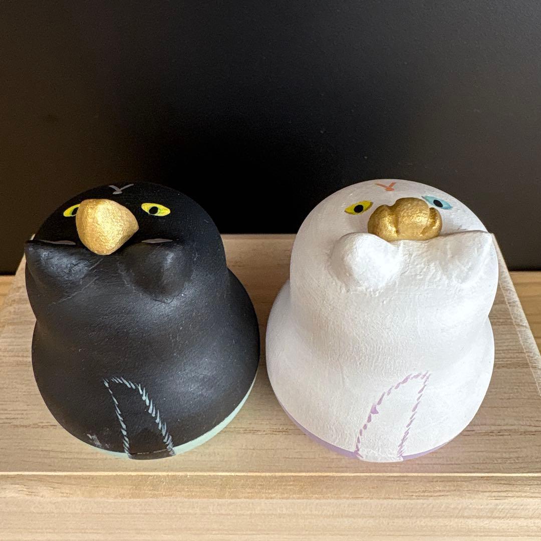 ねこマトリョーシカ　木製　白黒