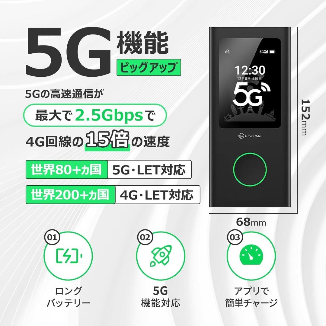 5G ポケットWiFi 海外対応 CloudSIM搭載 SIM不要 最大16