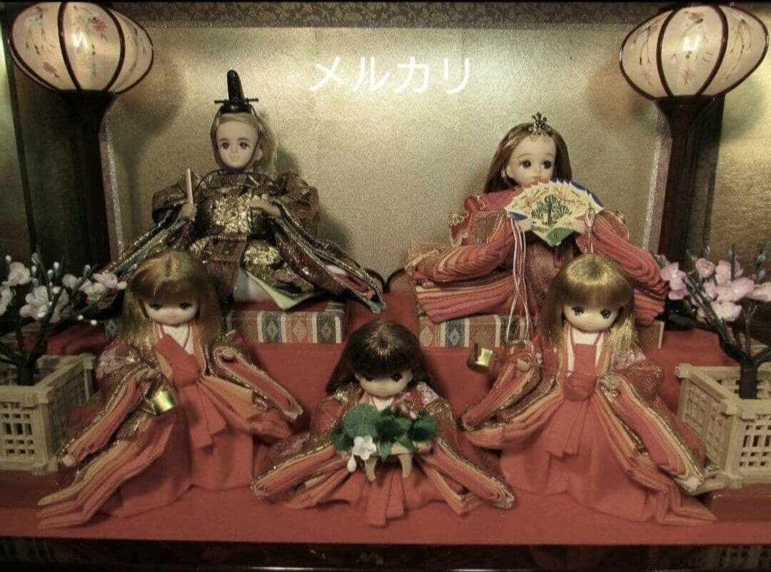 リカちゃん★親王 三人官女☆五人飾ケース お雛様 雛人形☆カスタム