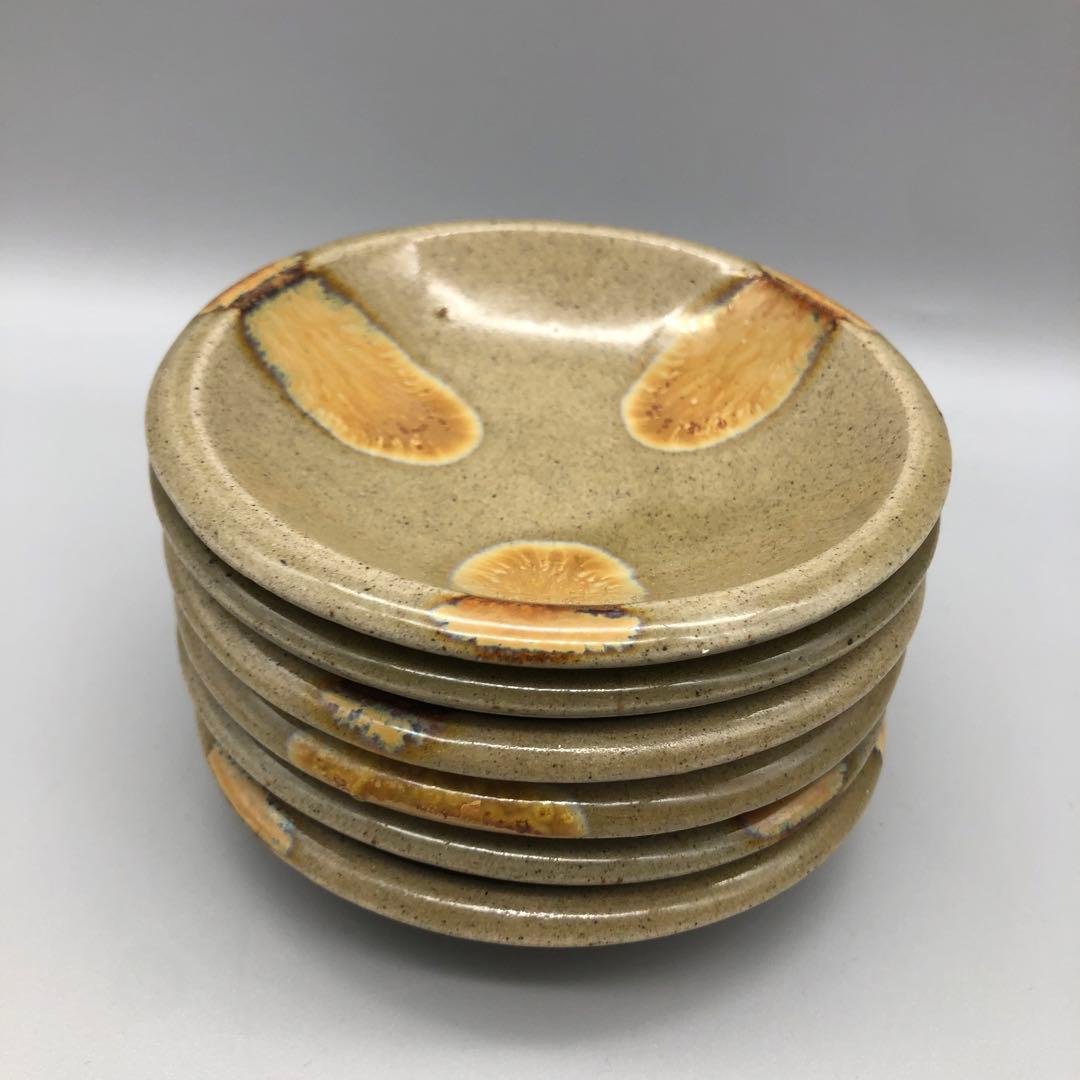 貫入陶器焼き物豆皿小皿10cm6枚セットアンティーク食器伝統工芸骨董