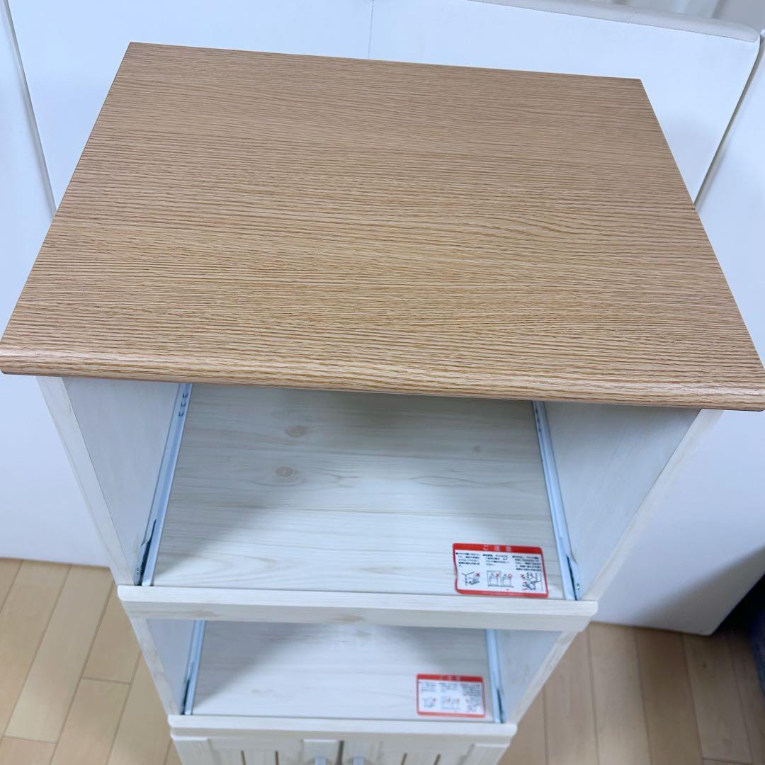 スリムレンジ台　レール引き出し2 北欧　山善　カレルRG レンジラックW48cm