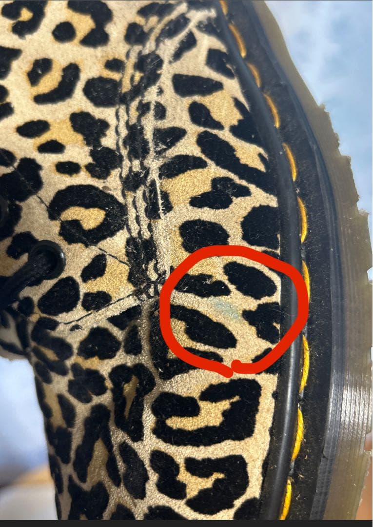 ドクターマーチン　UK6 ヒョウ柄　ハラコ　ファブリックブーツ