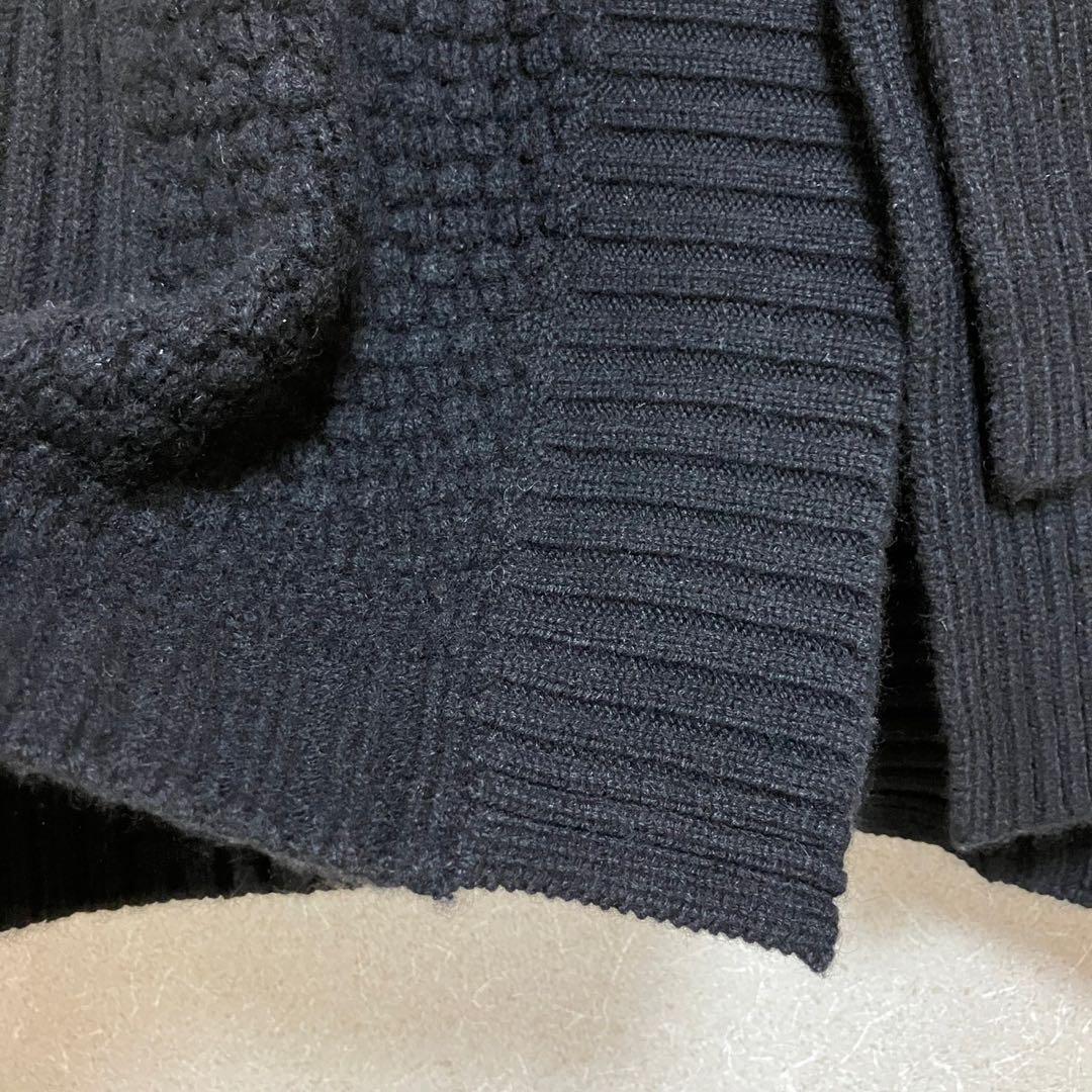 10【三陽商会】カシミヤニットケープ ショールカラー リボン ボウタイ カシミア