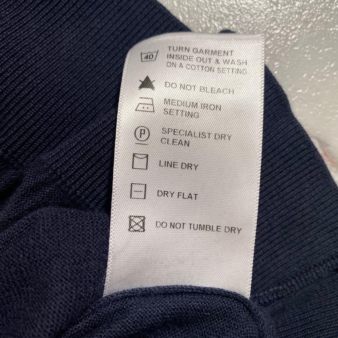 A18665 美品 ジョンスメドレー 海島綿 Vネックニット 英国製 紺M