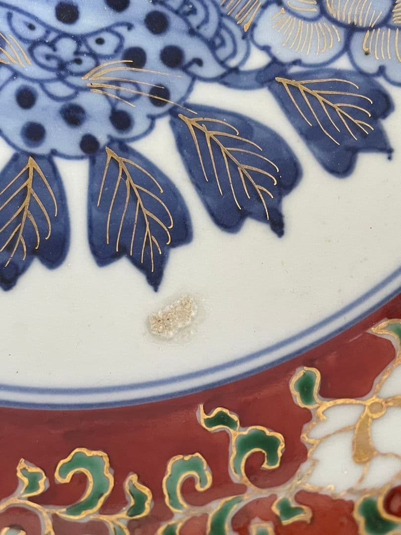 ②古伊万里　金彩赤絵大鉢27cm　木箱付　アンティーク/特大鉢/菓子鉢/深鉢