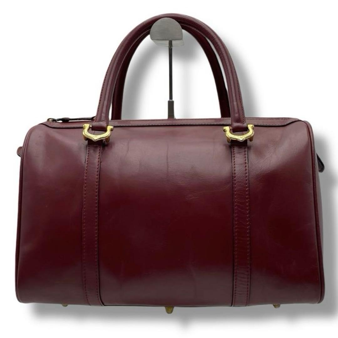 希少 Cartier レザー ハンドバッグ ボストンバッグ Vintage 本革